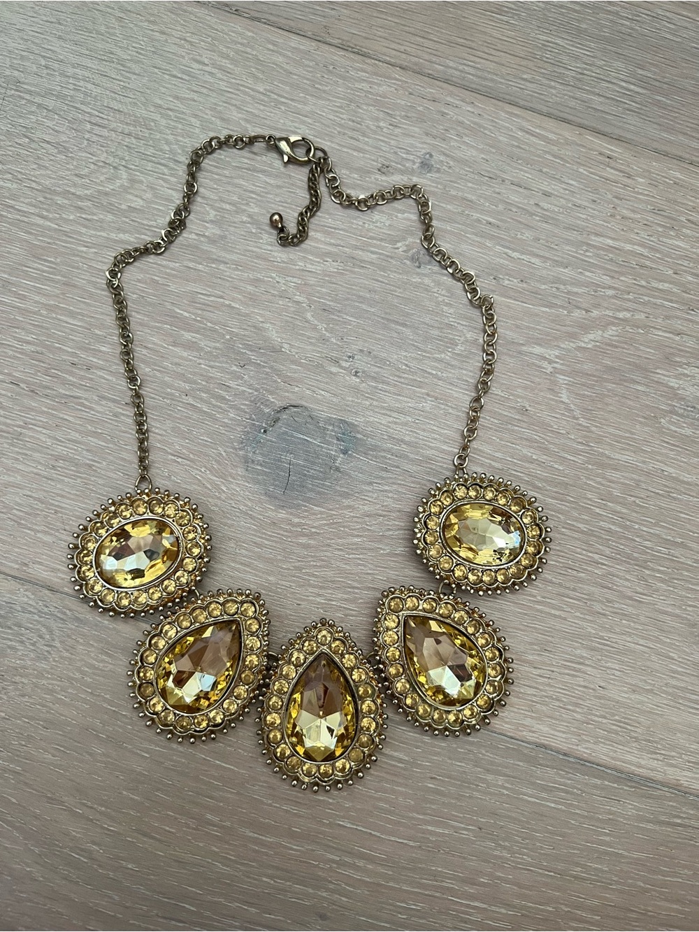Gold-Tone Yellow Crystal Statement Necklace